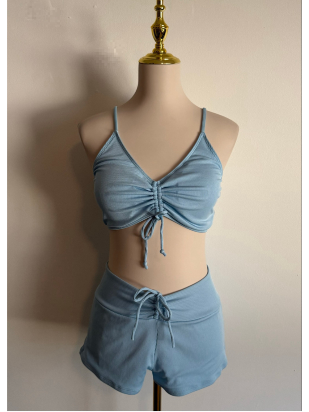 Women's Unbranded Ribbed 2 Piece Swimsuit Blue Size M